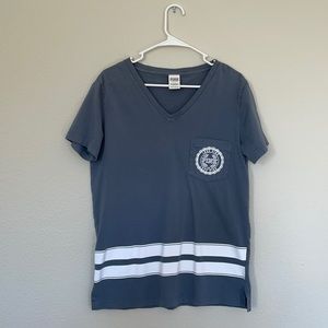 Pink Oversized V Neck T Shirt XS